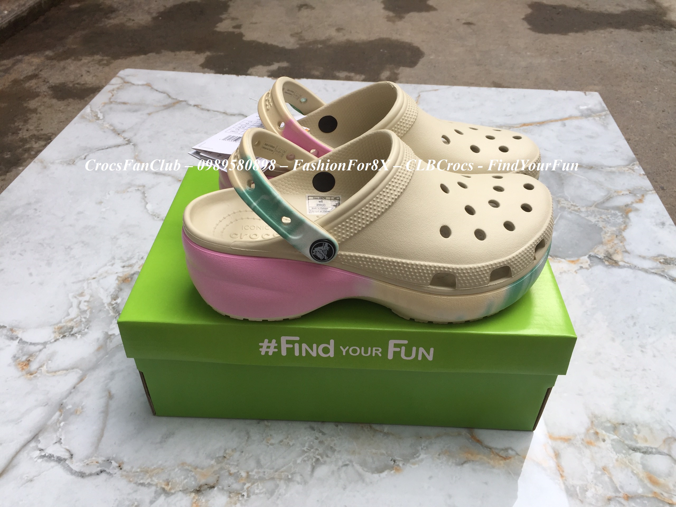 CROCS - Sục classic đế cao gót hồng cho nữ - PB213