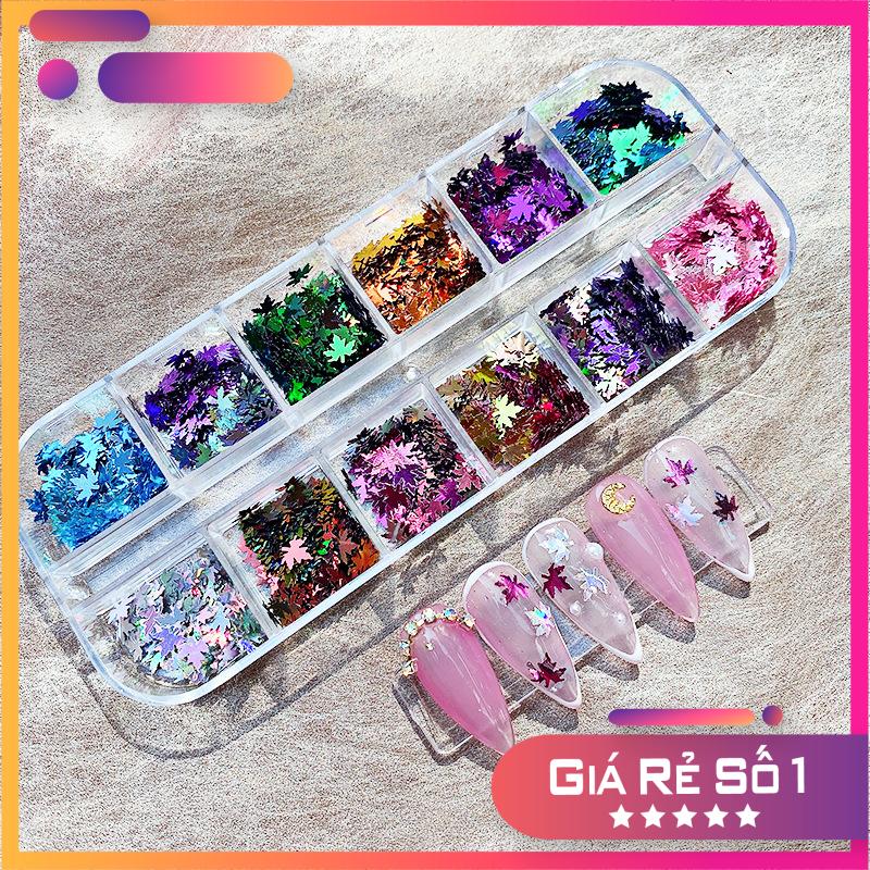 Lá phong ẩn nail trang trí, set nhũ lá phong