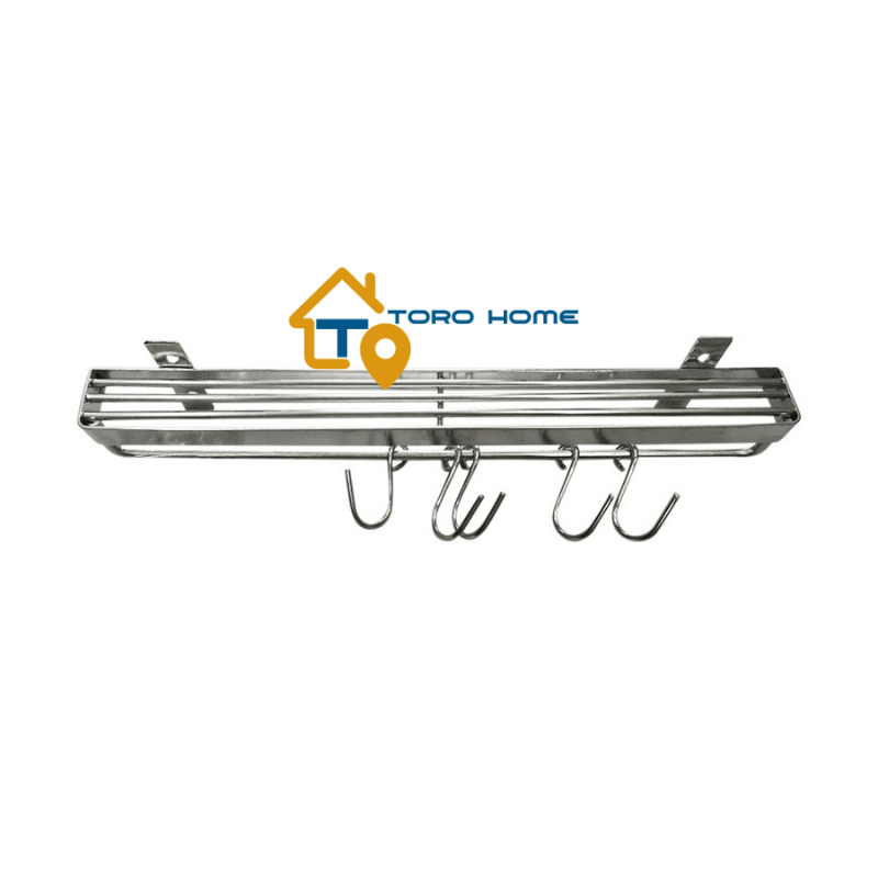 Máng dắt dao inox 304 md 3t, md 4t, md 5t đa năng có móc treo giá muỗng, móc treo xoong nồi toro home, cam kết inox chuẩn 304