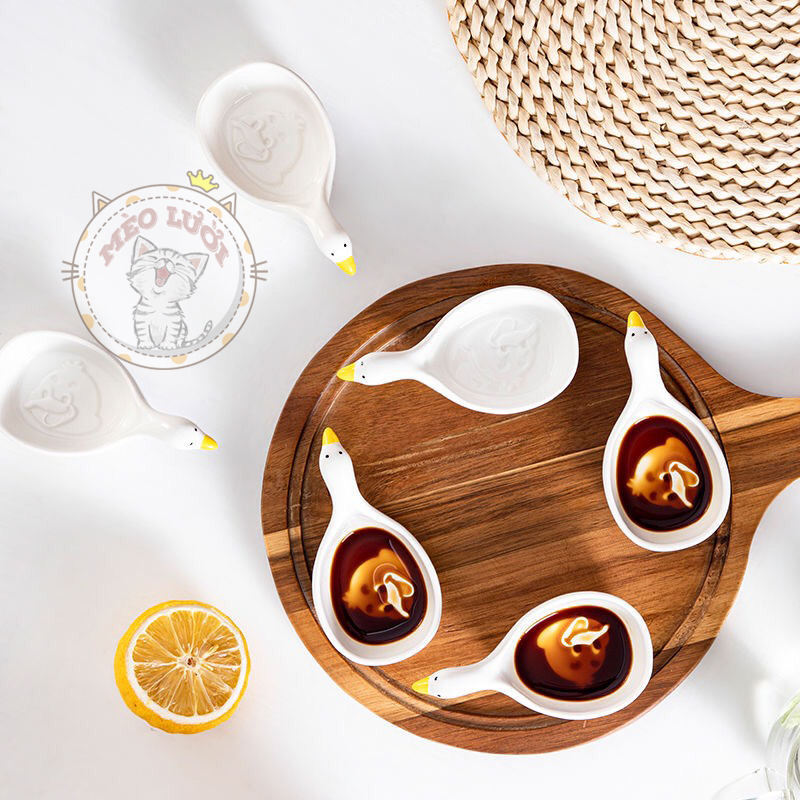 Combo chén decor, chén nhỏ đựng gia vị có tay cầm hình thú cao cấp