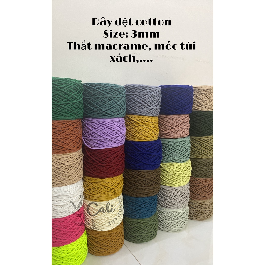 Dây cotton dệt tim làm macrame size 3mm (500g)