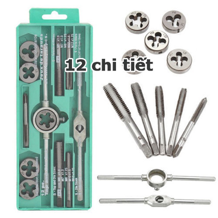 Bộ tay quay taro tạo ren trong và ngoài 12 chi tiết