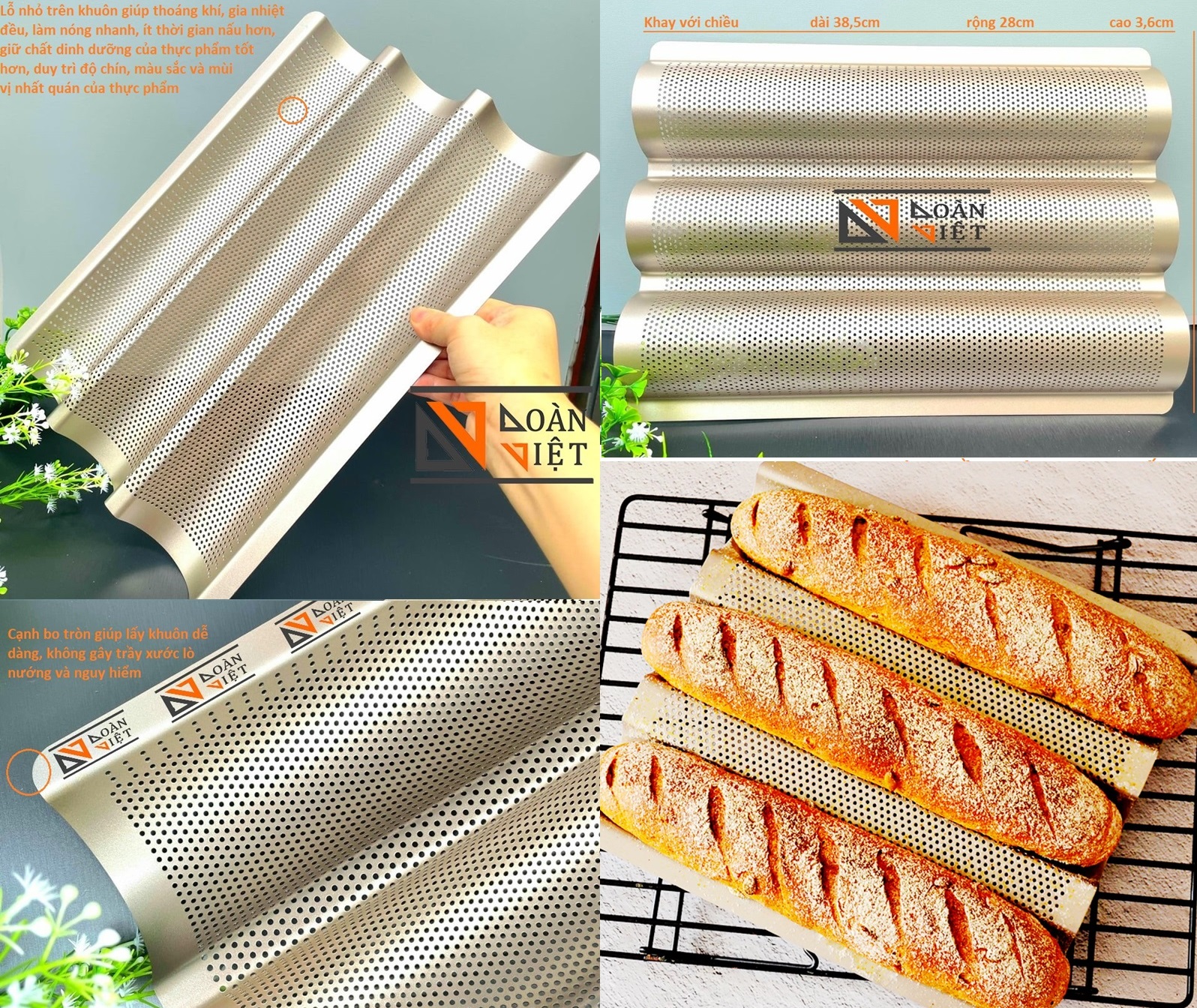 Bread tray bronze gold color super beautiful high-grade. Mold bread French baguette carbon steel non-stick, heavy thick handle make hand, pan form trays large 3 wave with small holes breathable. Baking tools bread baking non-stick suit household oven