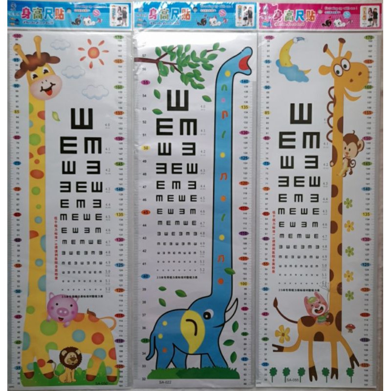 Decal Thước Đo Chiều Cao Và Đo Cận Thị Dán Tường Hình Thú