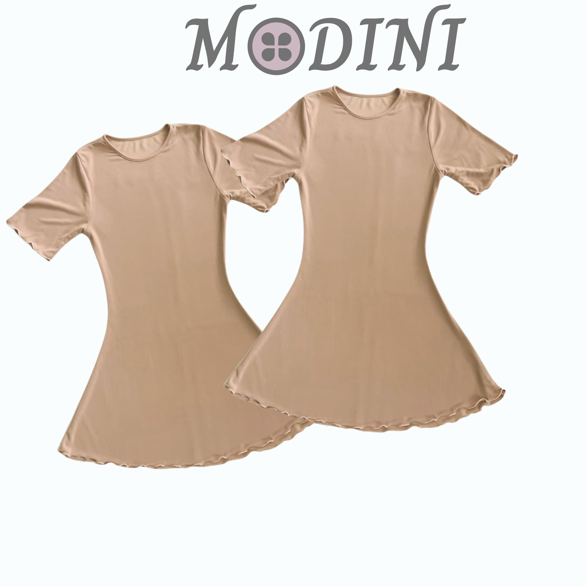 Đầm thun nữ màu nude Modini