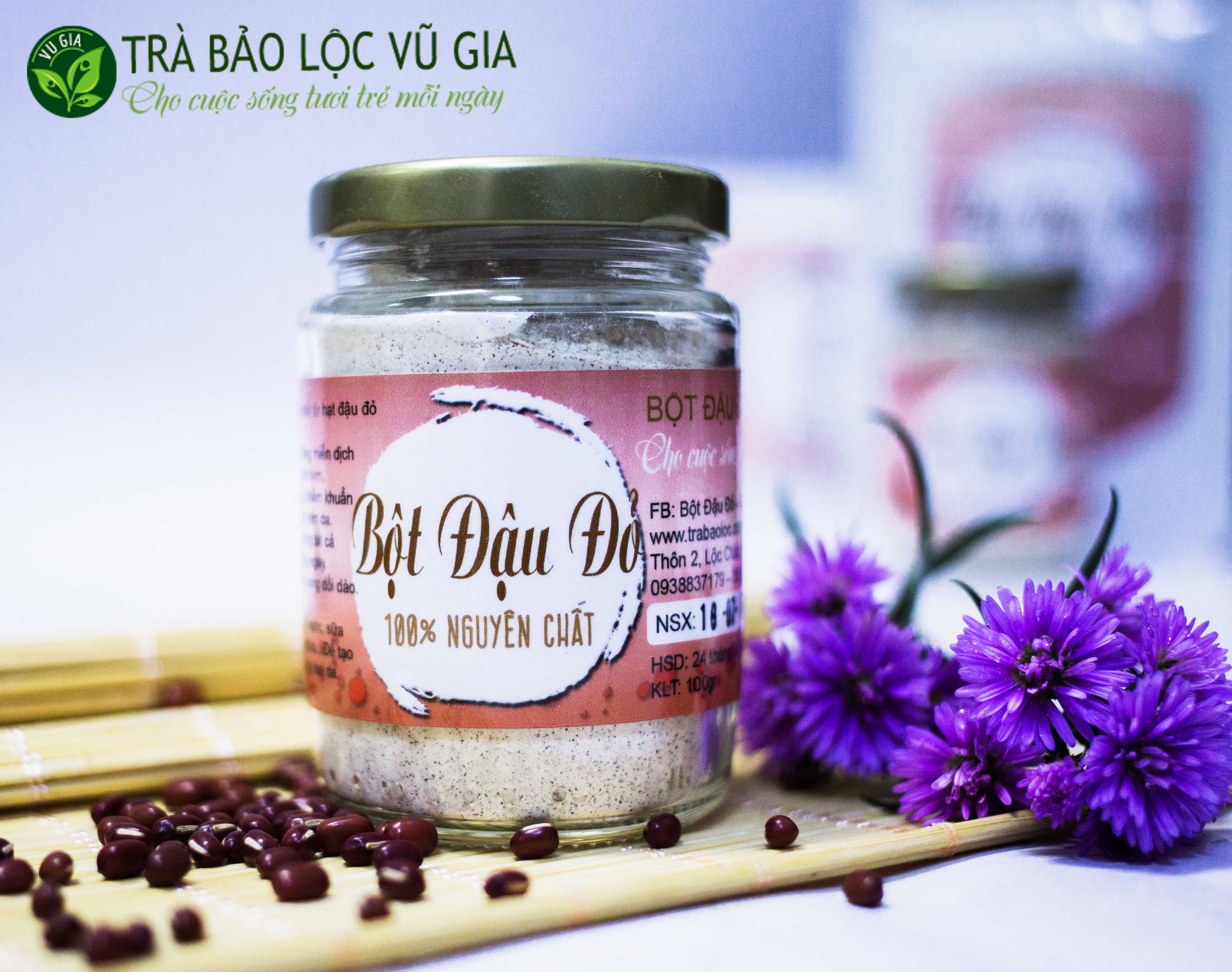 Bột Đậu Đỏ Nguyên Chất 100g( dạng túi) + Tặng Bộ Pha Chế Cute [ Đã được kiểm nghiệm y tế ]