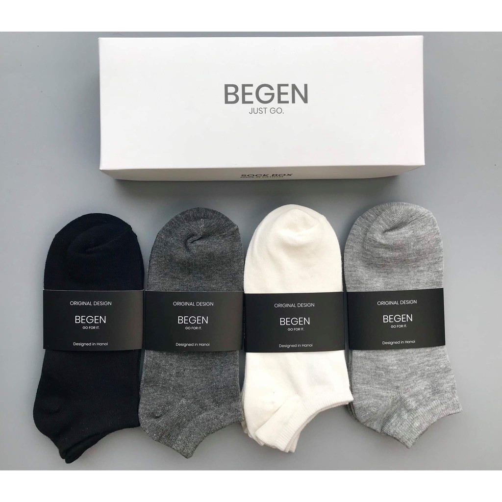 Tất Begen cổ ngắn 2 màu Trắng - Đen