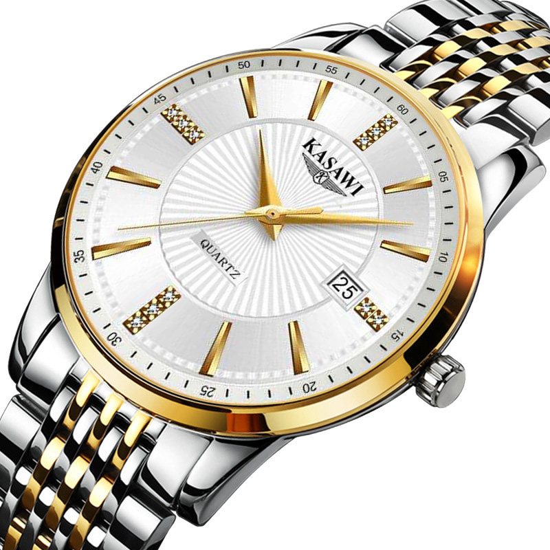 Đồng Hồ - Đồng hồ nam đeo tay KASAWI K1988 đồng hồ không thấm nước - siêu mỏng thời trang 2020 dây thép không gỉ doanh nhân lịch ngày sang trọng