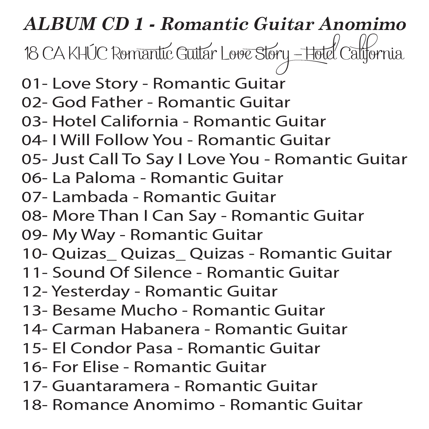HOÀ TẤU - Romantic Guitar Romance Anomimo (CD-1)
