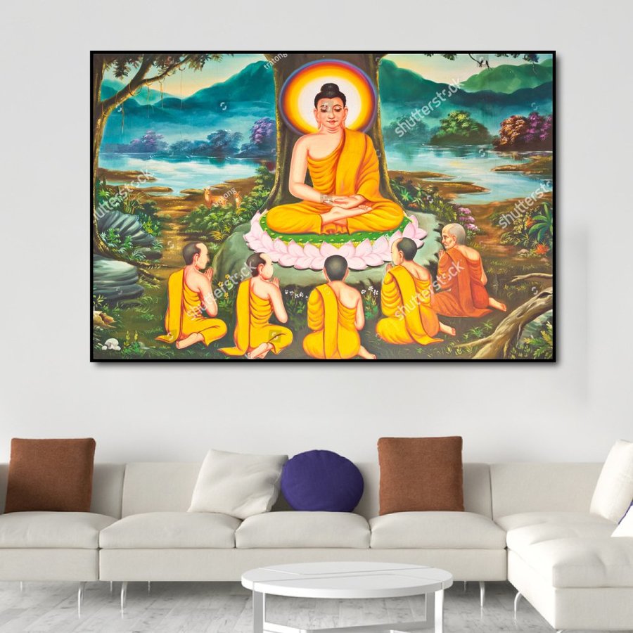 Tranh gỗ cao cấp - tranh treo tường phật giáo - đức phật 9 - tặng đinh đa năng không khoan tường