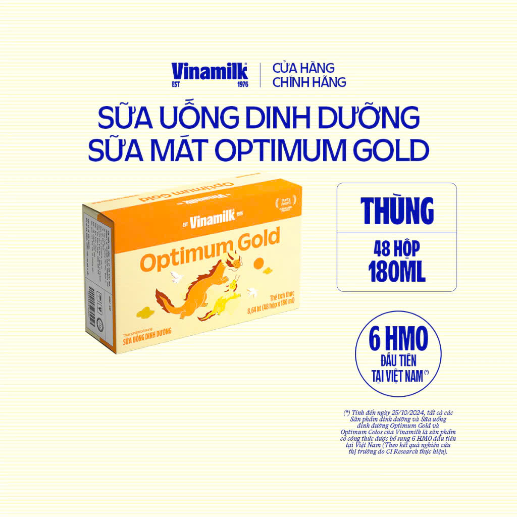 (Expiration Date September 2026) (with Points Card) Box of 24/48 Boxes of Vinamilk Optimum Gold Ready-To-Drink Milk Powder 180ml.