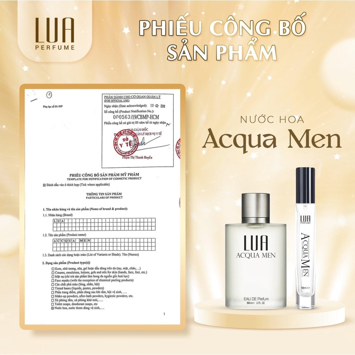 [Chính Hãng] Nước Hoa Nam Acqua Men 50ml EDP LUA Perfume