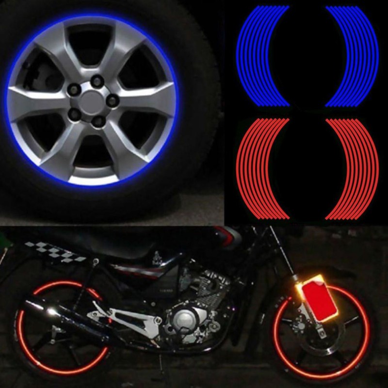Combo 16 miếng dán vành bánh xe máy trang trí phản quang tiện dụng sử dụng ô tô xe hơi và xe máy.