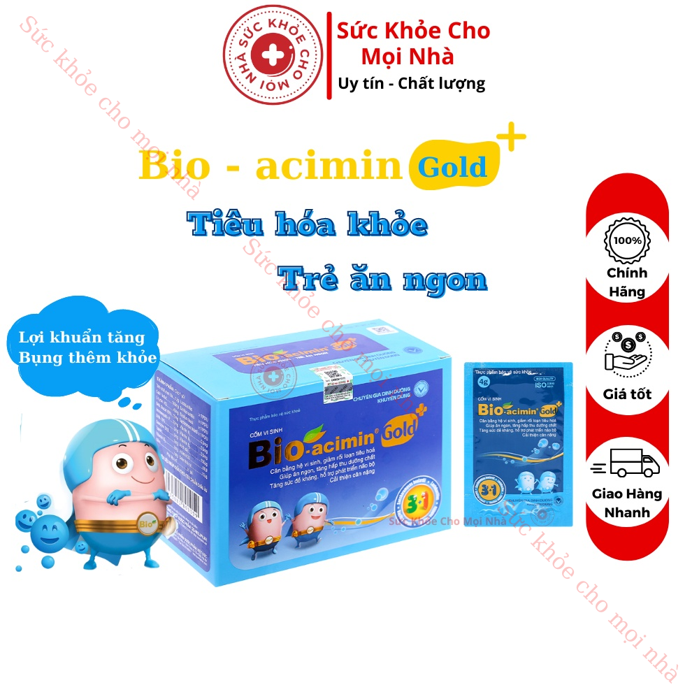 Cốm vi sinh bio acimin gold giúp bé tiêu hóa tốt, hấp thu dưỡng chất hết biếng ăn