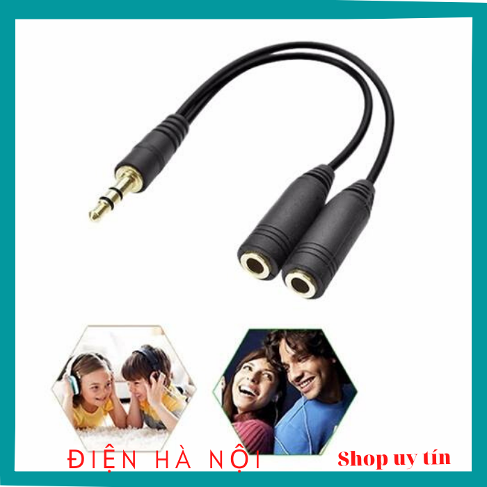 Cáp Jack loa  , chia âm thanh 1 ra 2 cổng audio 3.5 mm
