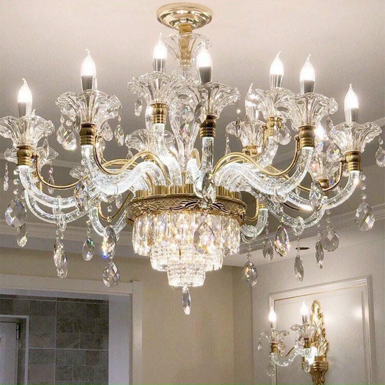 Đèn chùm BONES 15 tay pha lê sang trọng trang trí nhà cửa cao cấp, hiện đại - kèm bóng LED chuyên dụng
