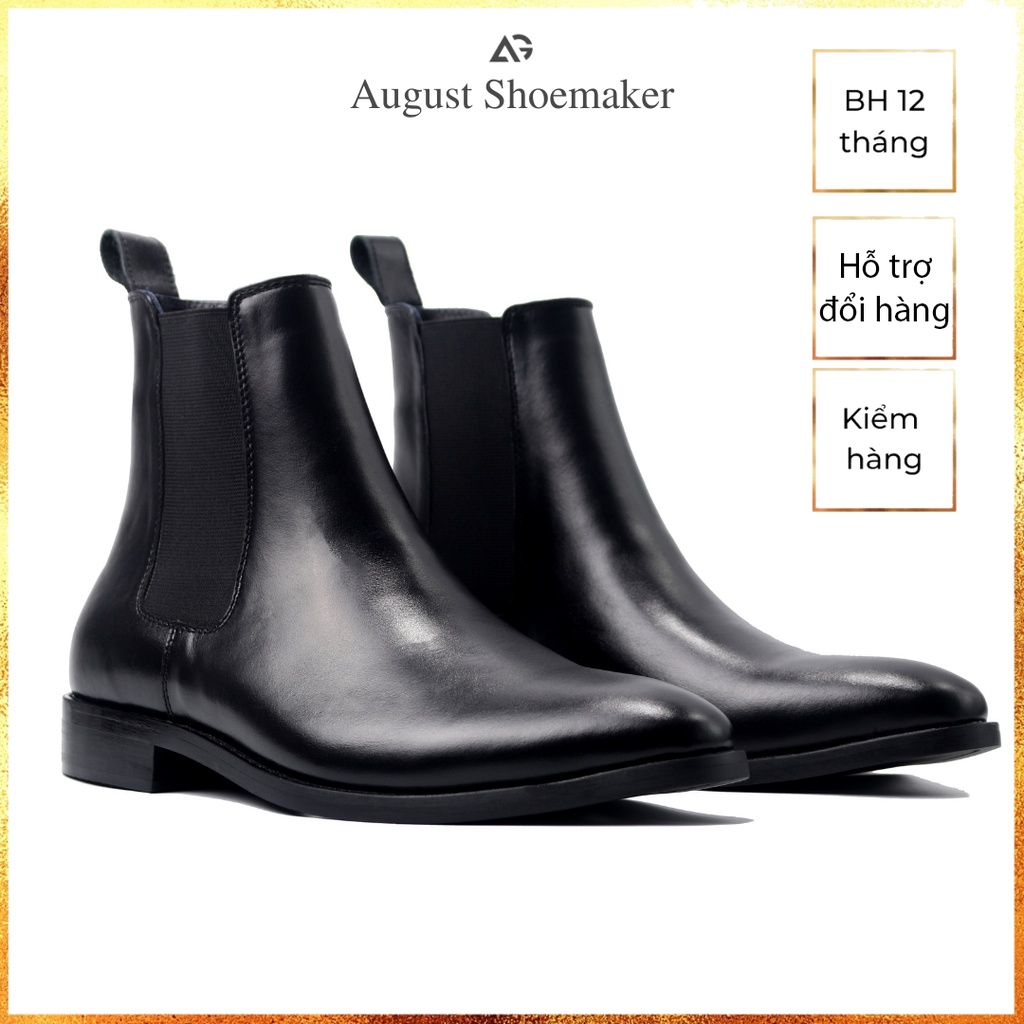 Giày Chelsea Boots Nam Giày Da Cao Cấp Da Bò Nhập Khẩu Handmade August Shoes AG1D Chính Hãng Bảo Hành 24 Tháng