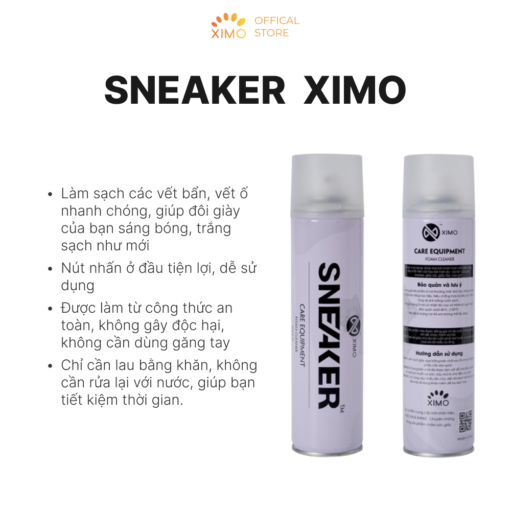 Chai Xịt Tạo Bọt Vệ Sinh Giày XIMO Cao Cấp 300ml XVSG02