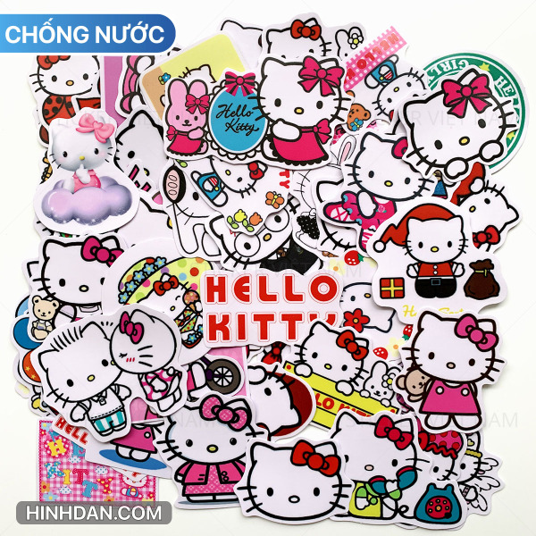 Sticker Hello Kitty Bộ Hình Dán Mèo Hồng Trắng Dễ Thương Cute 2021 Set Decal Chất Lượng Cao Chống Nước Trang Trí Va Li Du Lịch, Xe Đạp, Xe Máy, Laptop, Nón Bảo Hiểm, Máy Tính Học Sinh, Tủ Quần Áo, Nắp Lưng Điện Thoại