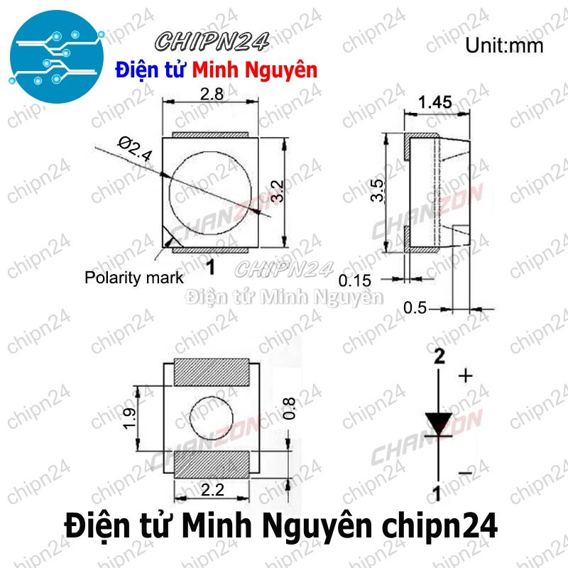 [10 con] (KX) Led Dán 3528 Trắng White