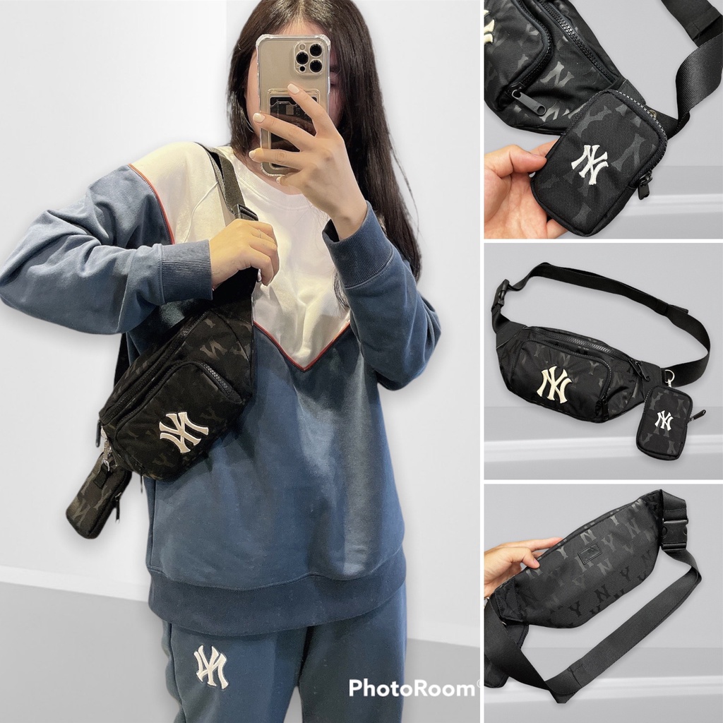 Túi Bao tử MLB NY MONOGRAM WAIST BAG BLACK B438