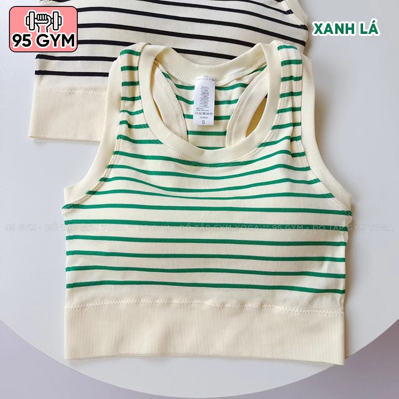 Áo bra ba lỗ tập gym yoga nữ 95Gym AL41 dáng croptop có mút ngực đúc liền cố định nâng đỡ ngực tốt chất thun gân mềm mịn z