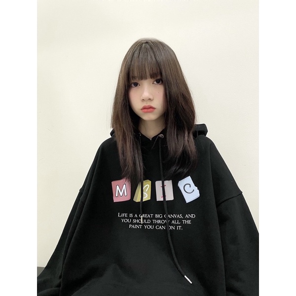 Áo Hoodie Canva Đen