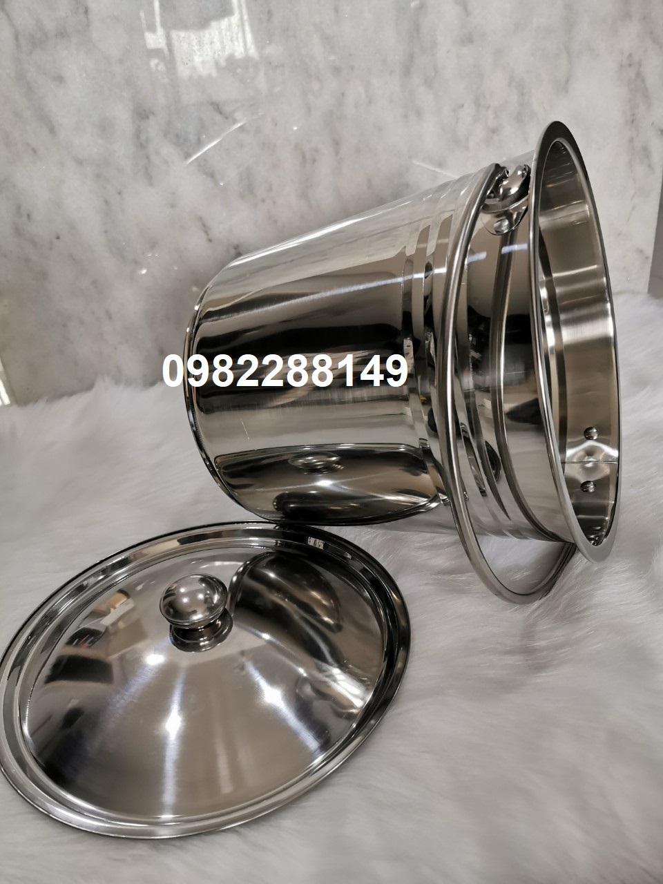 XÔ INOX CÓ NẮP ĐỰNG NƯỚC LÈO(NƯỚC LẨU), ĐỰNG ĐÁ.