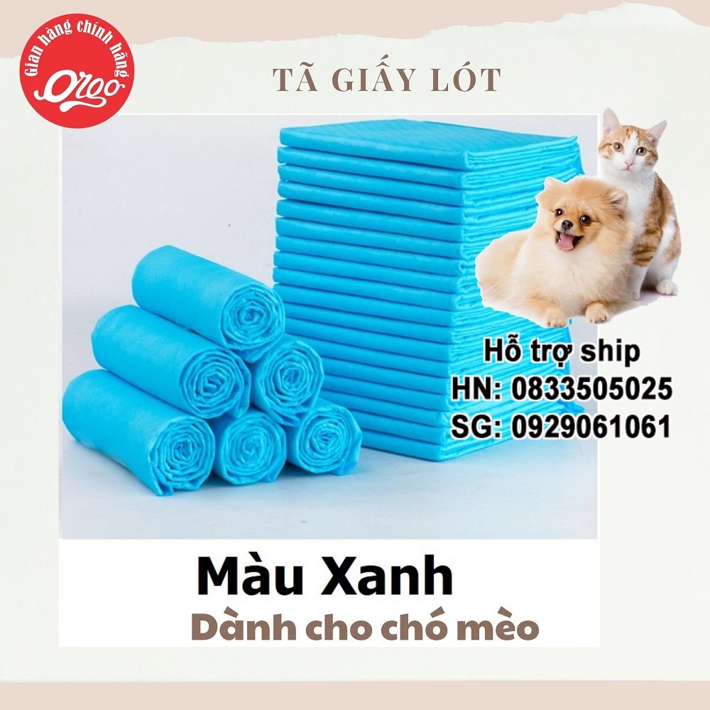Orgo - Miếng tã lót khay vệ sinh chó tã lót chuồng chó màu xanh / tã giấy lót chuồng chó, lót sàn xe/ giấy vệ sinh chuột hamster