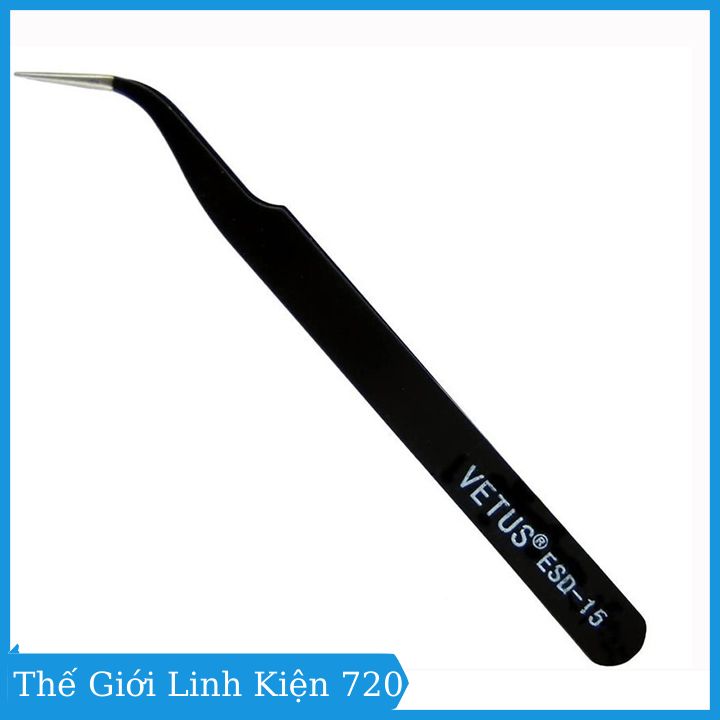 Kẹp linh kiện - nhíp kẹp - Nhíp kẹp linh kiện điện tử Vetus ESD-15 Chân Cong Cao Cấp