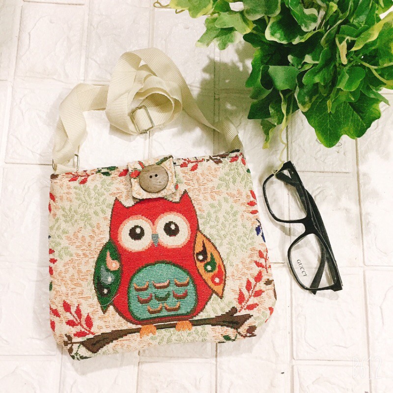 Túi Thổ Cẩm Đeo Chéo Cúc Dừa Nhỏ