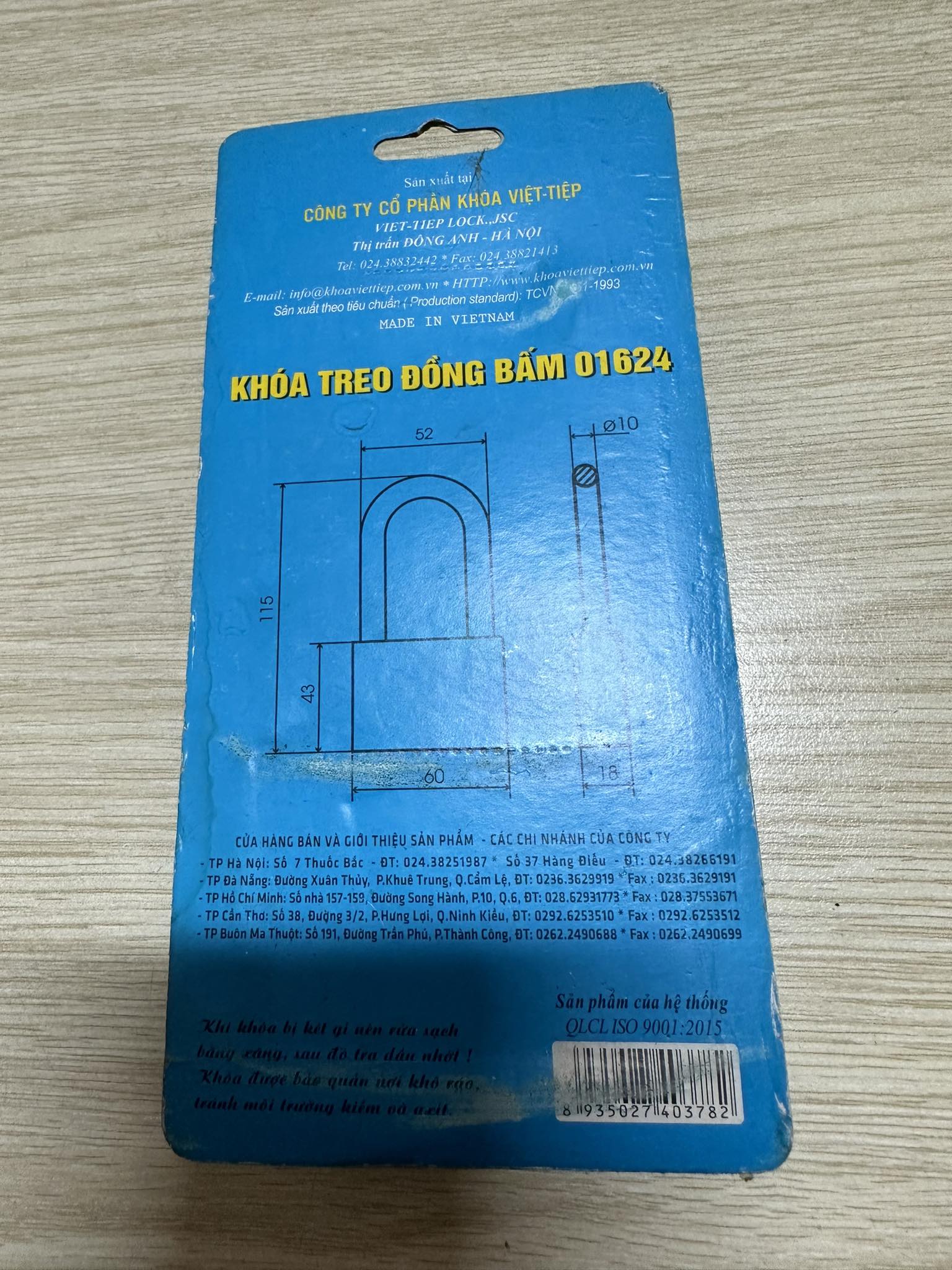 Khoá việt tiệp thau càng dài 6 phân N2