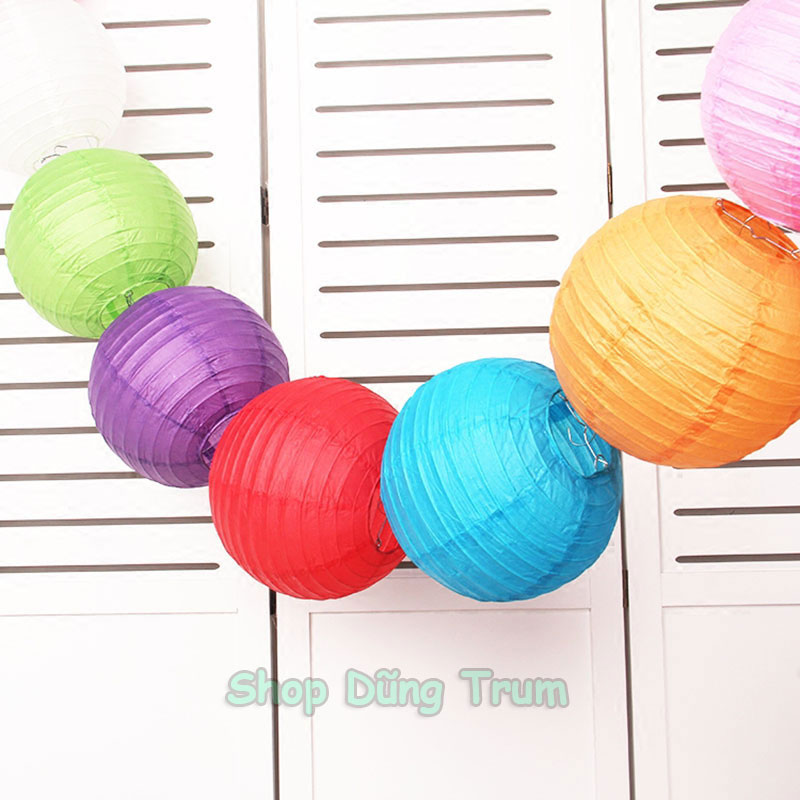Đèn Lồng Tròn giấy lụa đủ màu sắc trang trí Tết, decor Trung Thu siêu đẹp