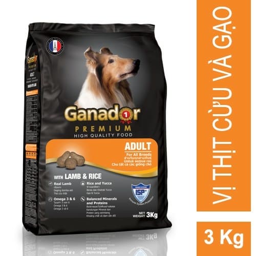 [pettohouse gò vấp] thức ăn cho chó trưởng thành Ganador premium adult lamb and rice 3kg hạt khô thịt cừu và gạo tiêu chuẩn pháp cho chó trên 12 tháng tuổi