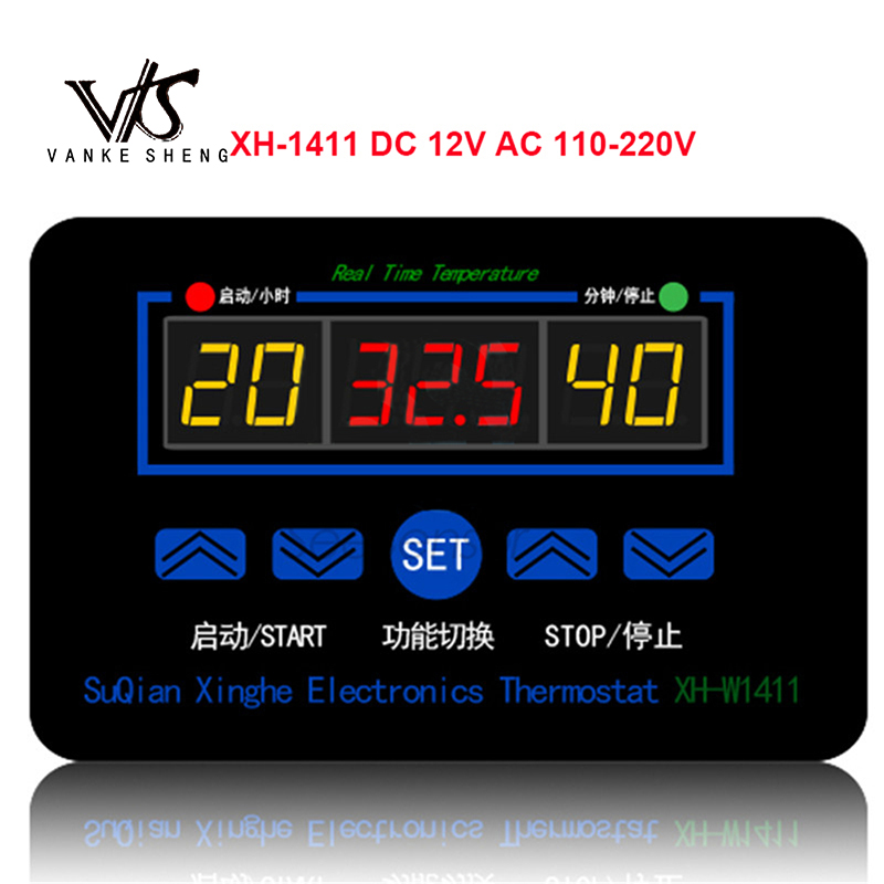 LCD XH-W1411 display digital thermostat temperature multi-function controller sensor switch-55~120 degrees AC 110-220V DC 12V