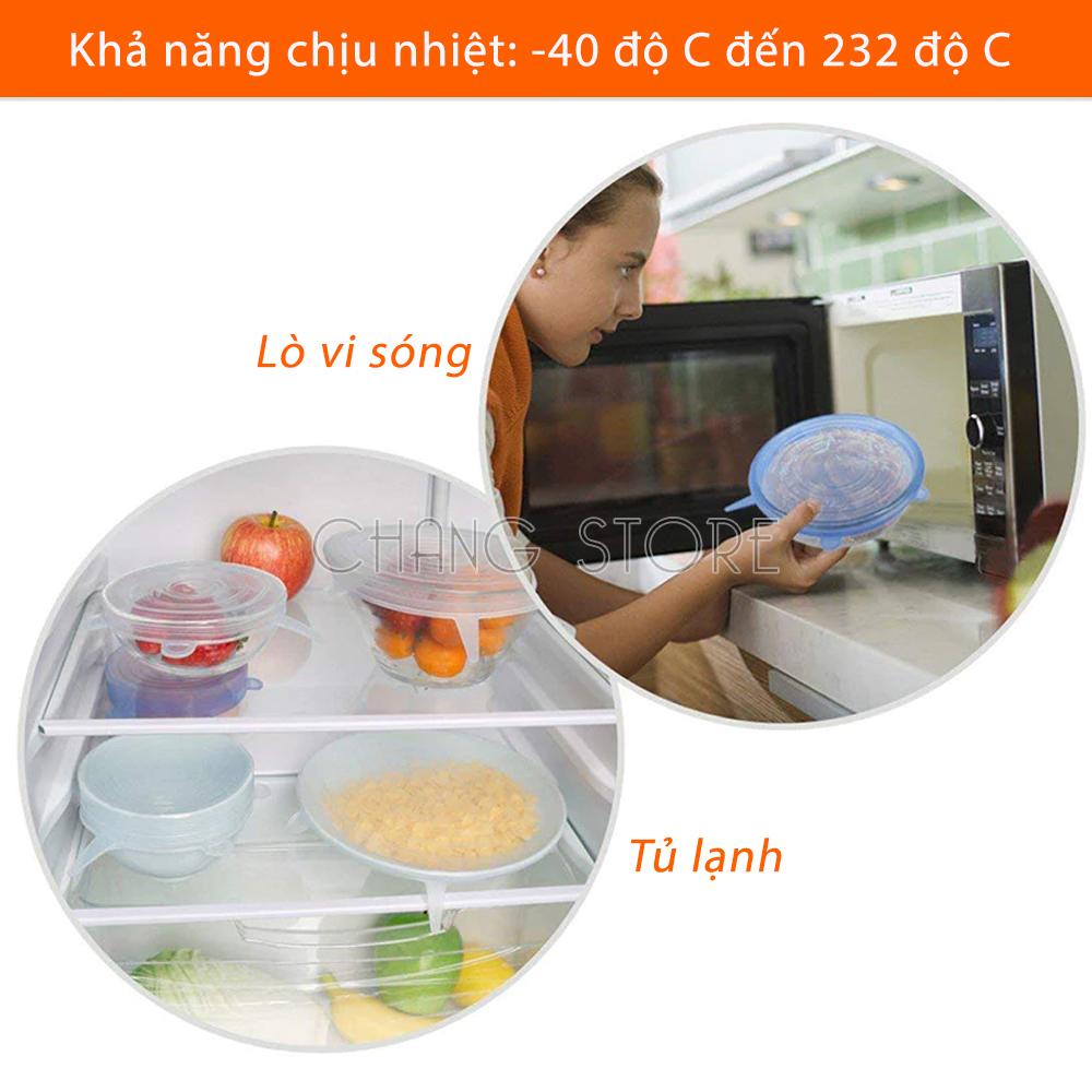 Bộ 6 Nắp Đậy Silicon Thay Thế Màng Bọc Thực Phẩm