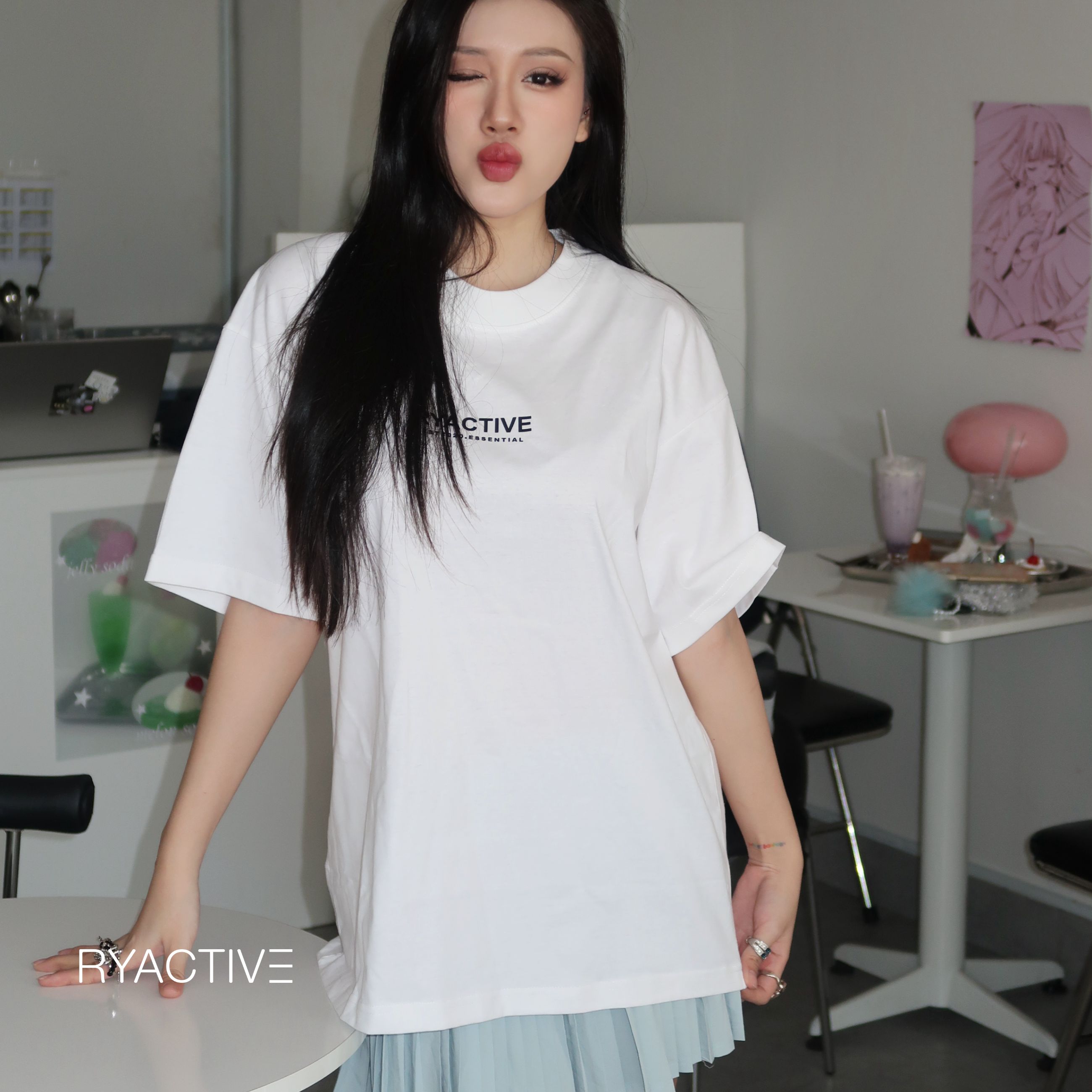 Áo thun form oversize RYACTIVE - RYACTIVE ESSENTIAL TEE  White