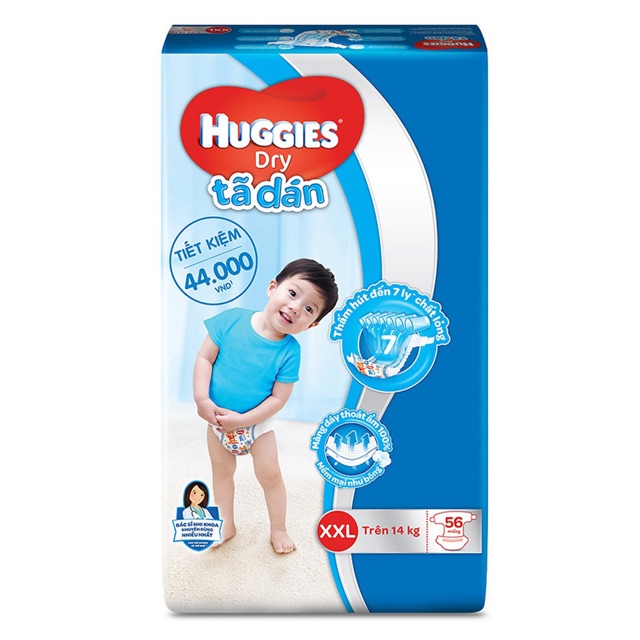 Bỉm Tả Dán Huggies Đủ Size M76/L68//Xl62/Xxl56 ( Mẫu Mới )