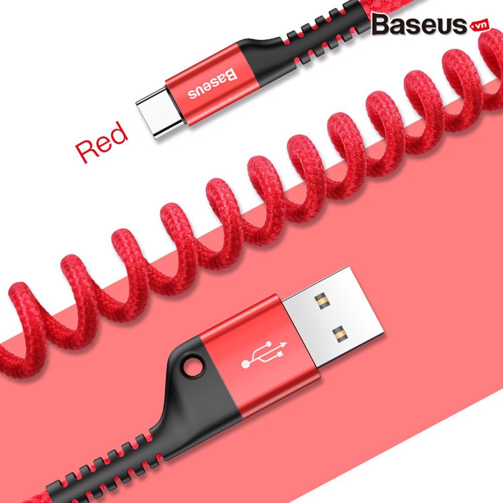 Dây cáp sạc iphone dây xoắn đàn hồi Baseus Fish Eye Spring Data dùng cho iPhone (Hỗ trợ sạc nhanh 2A Max, dài 1M)