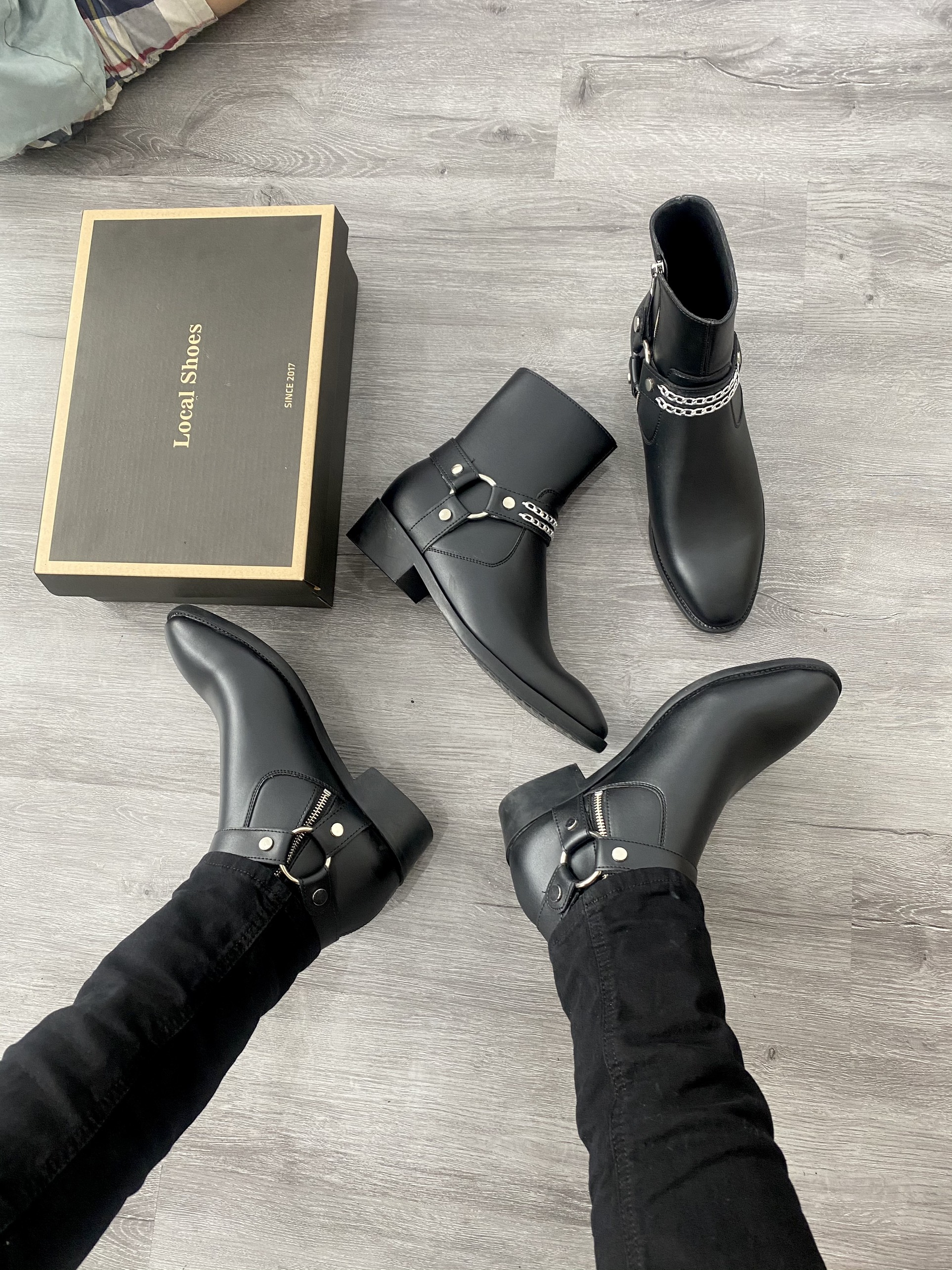 [Đế cao] Harness Boots Nam Classic, bốt cao cổ kéo khoá