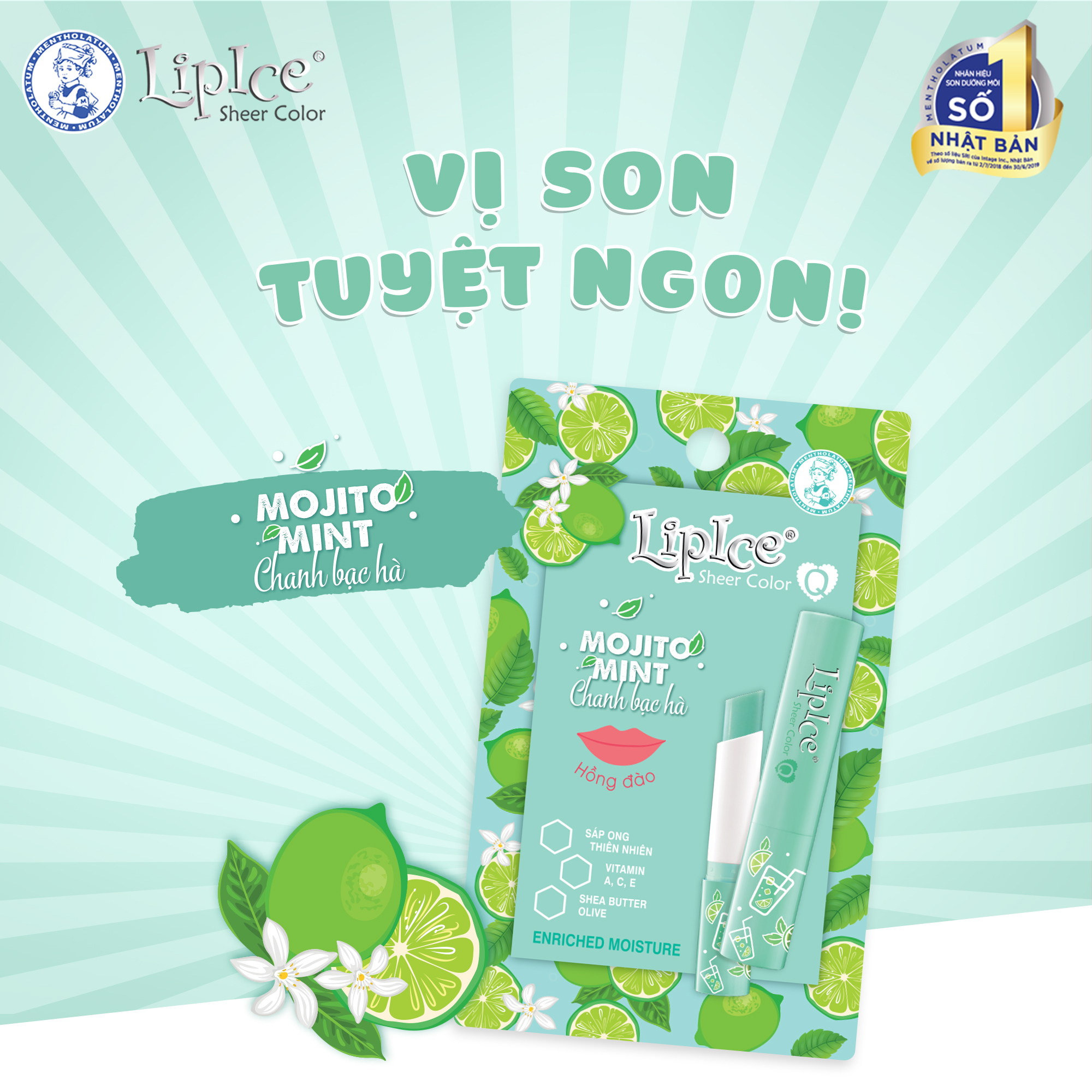 Son dưỡng Lipice Sheer Color Q Mojito Mint 2.4g (Hồng đào)