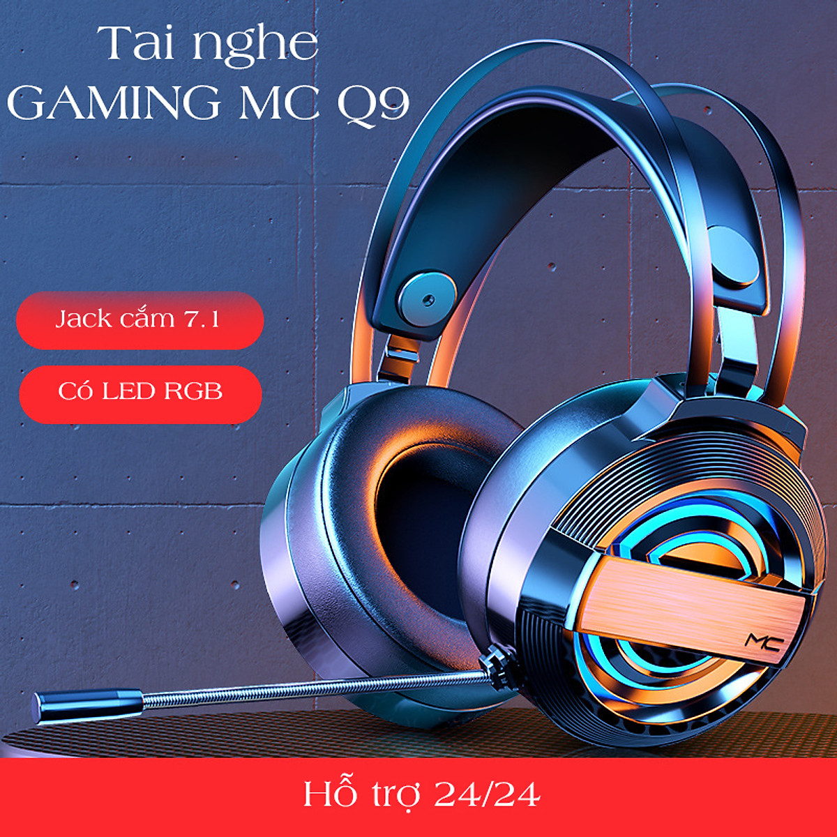 Tai Nghe Gaming Q9 Có Mic Cực Nhạy LED Màu Thay Đổi Liên Tục