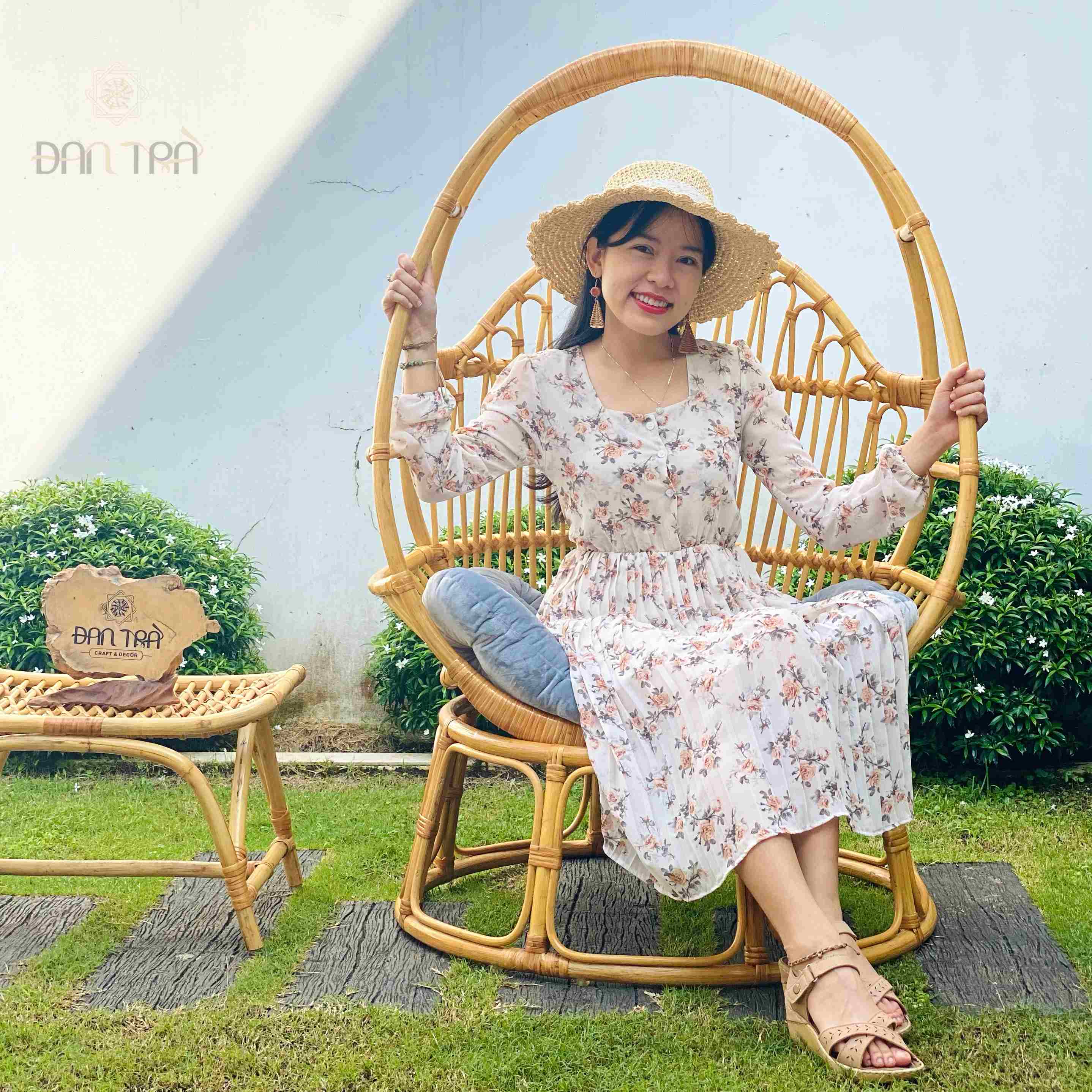 Xích Đu Mây Trứng Kèm Nệm ĐAN TRÀ - Nội Thất Mây Tre Đan