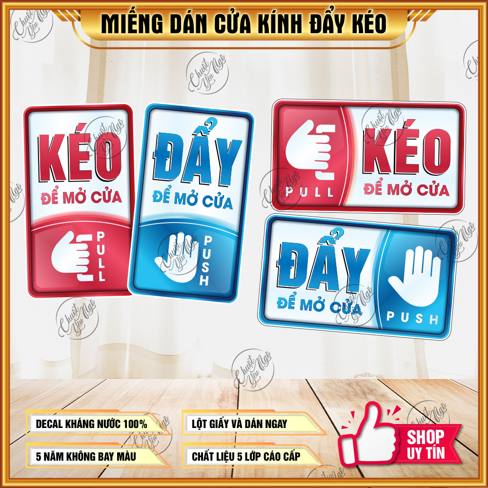 Miếng dán cửa kính đẩy kéo pull push cửa ra vào