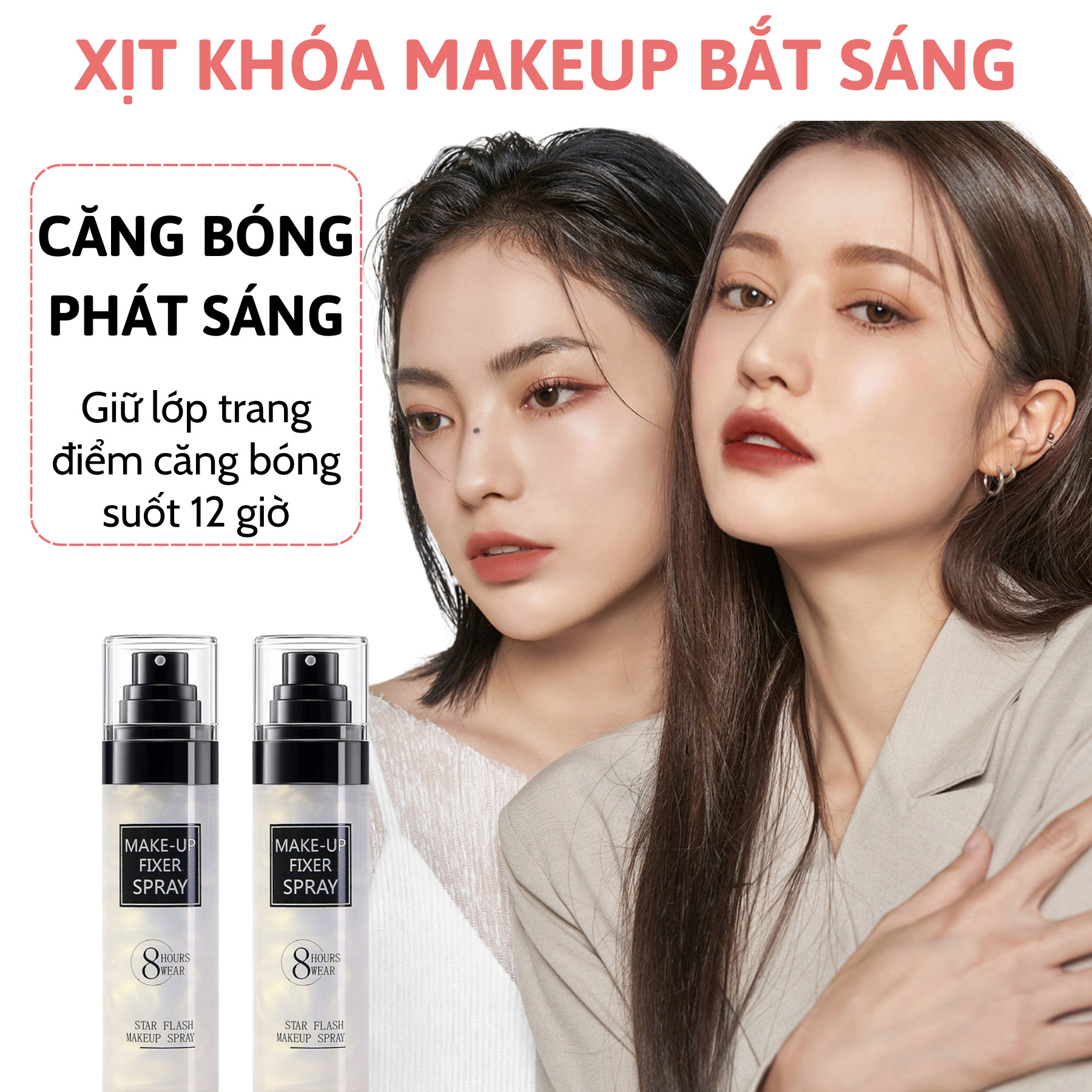 Xịt khoáng nền trang điểm bắt sáng Makeup Spray Giúp Da Căng Bóng, Không Bị Trôi Phấn Suốt 8 Giờ 100ml
