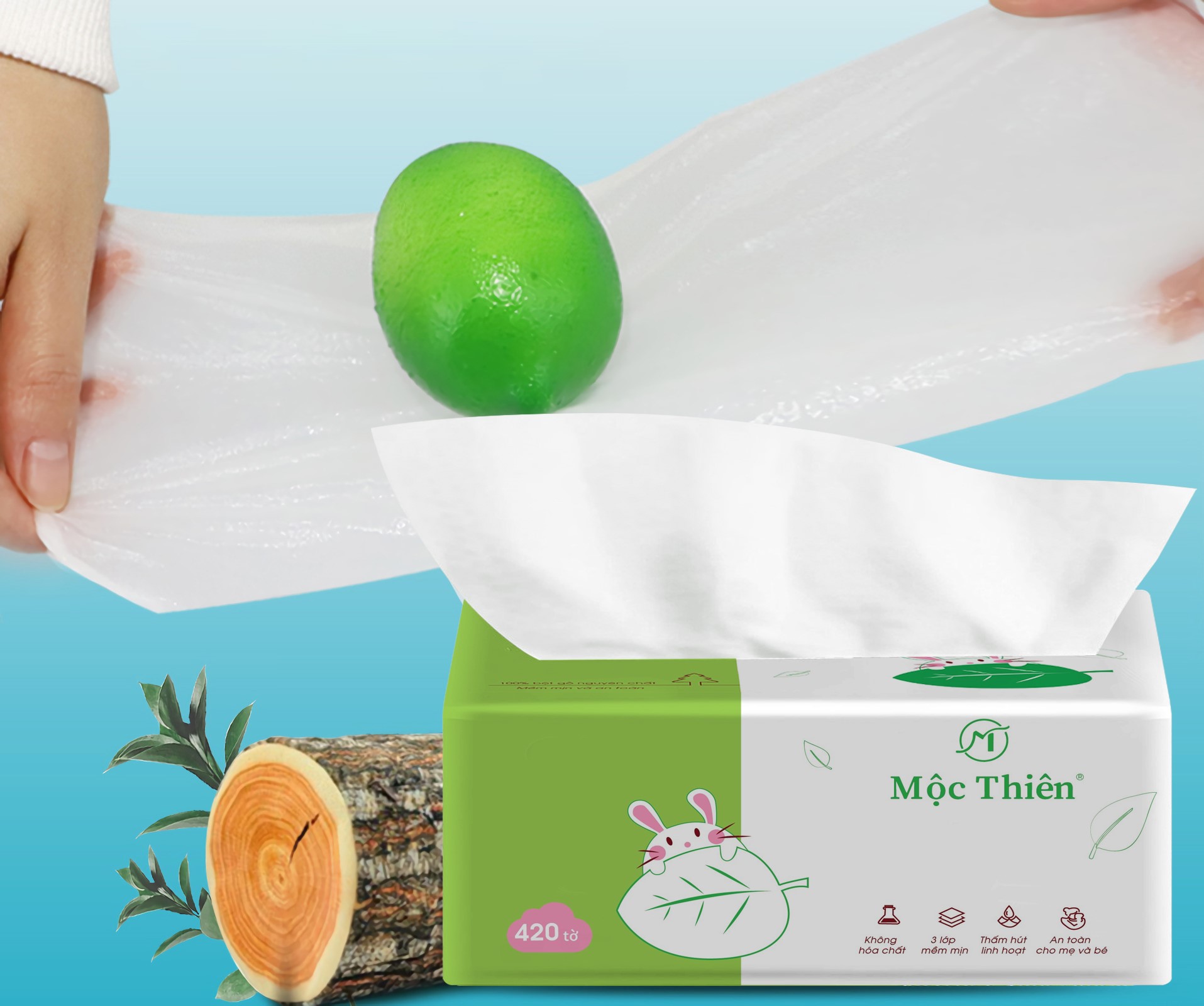khăn giấy ăn giấy rút đa năng Mộc Thiên thùng khăn giấy 16 Gói lớn cao cấp