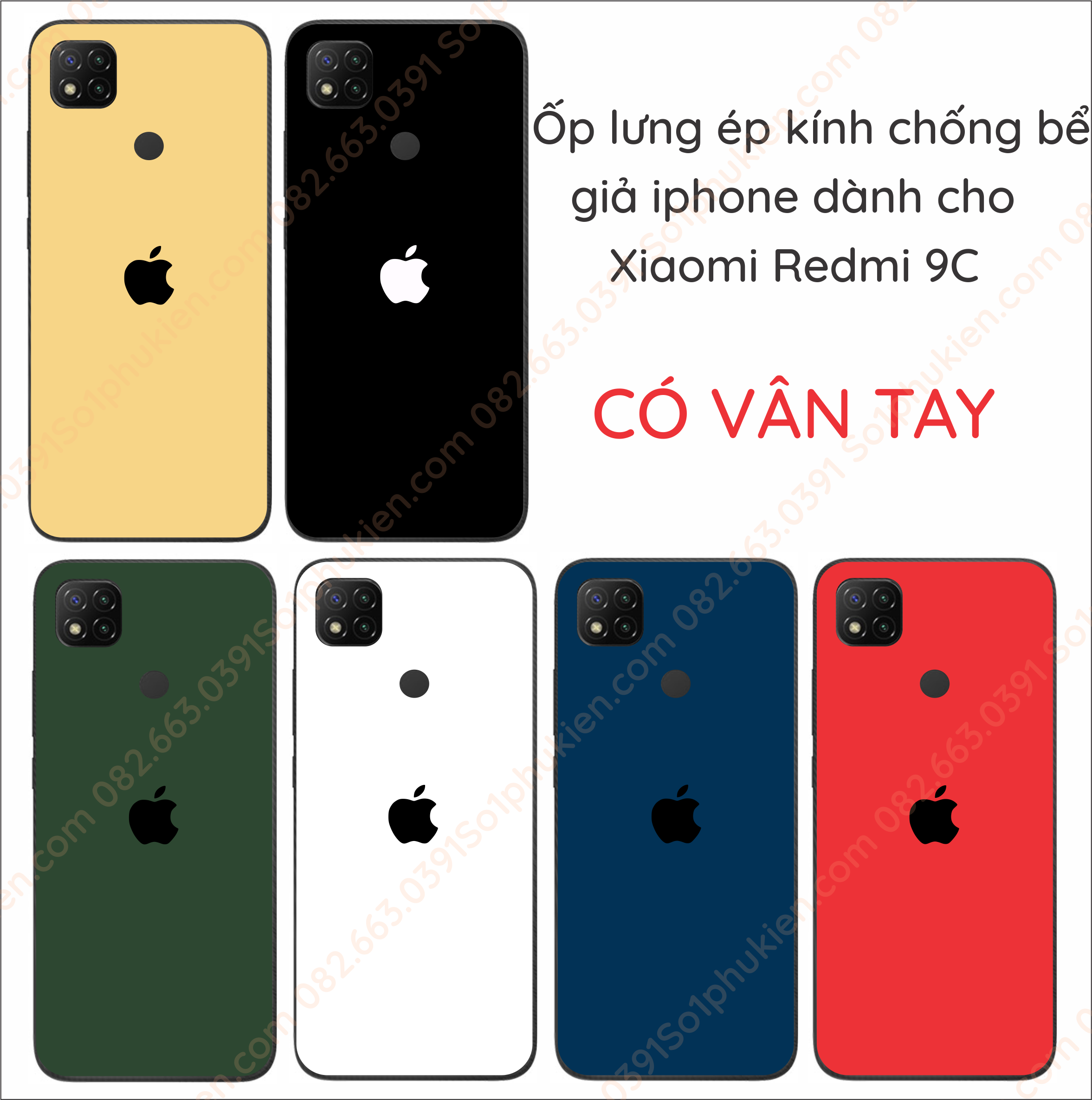 Ốp lưng ép kính giả iphone Xiaomi redmi 9C/ Redmi 9C NFC/ Redmi Poco C3