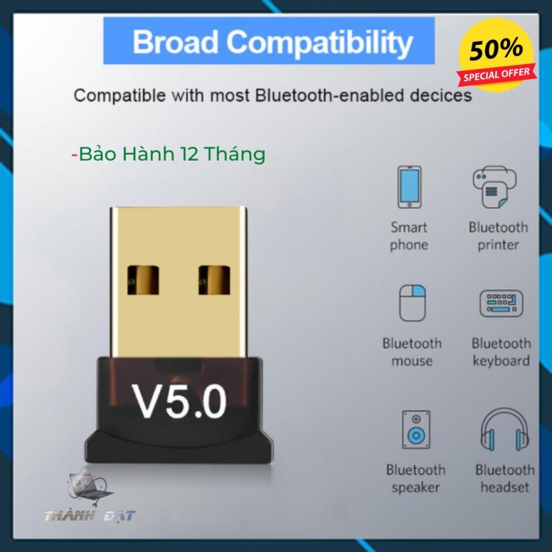 Bảng giá USB Bluetooth 5.0 cho PC -USB Bluetooth Máy tính kết nối 20m V5.0 [TIỆN DỤNG] Phong Vũ