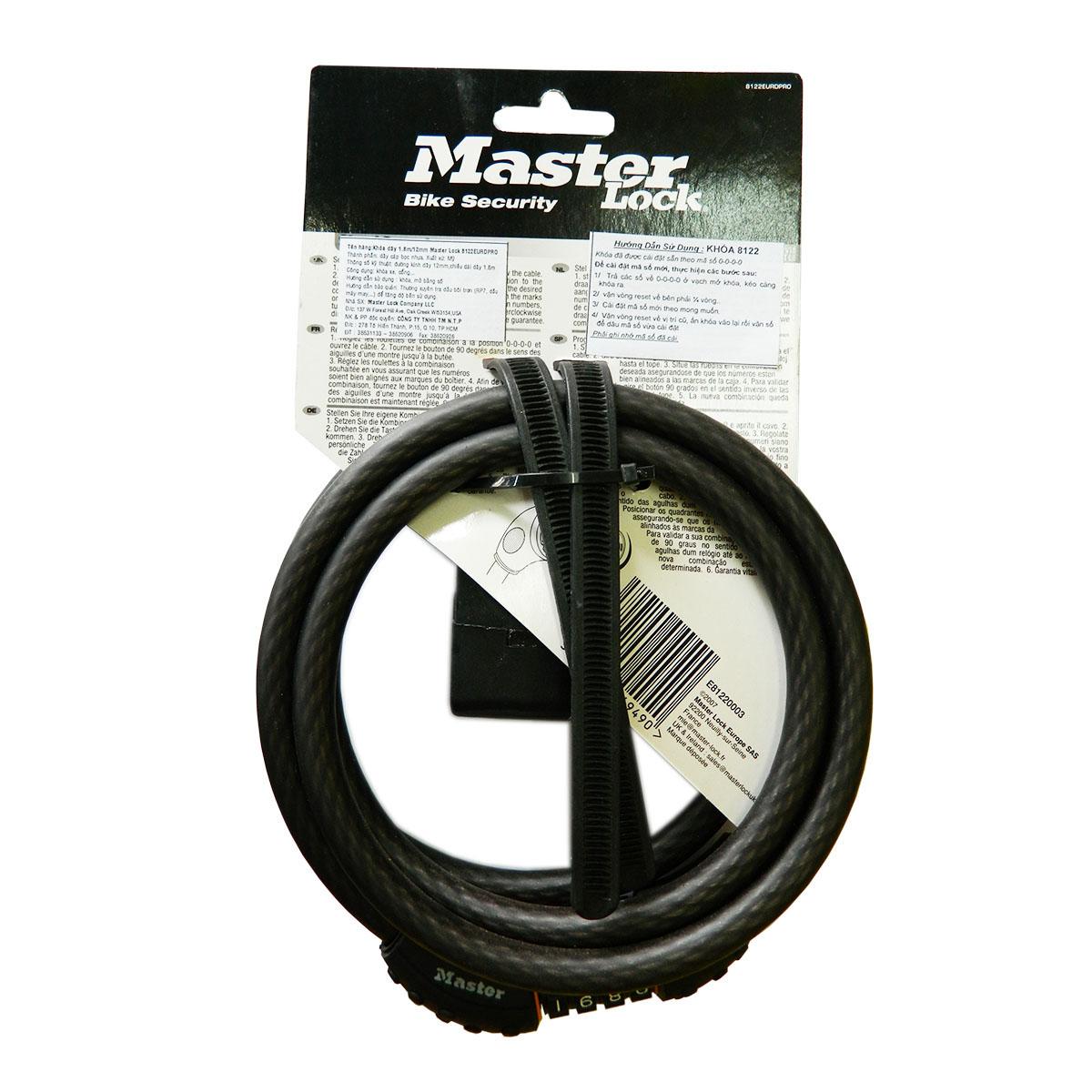 Khóa dây số Master Lock 1.8m x 12mm 8122DPRO (Đen)