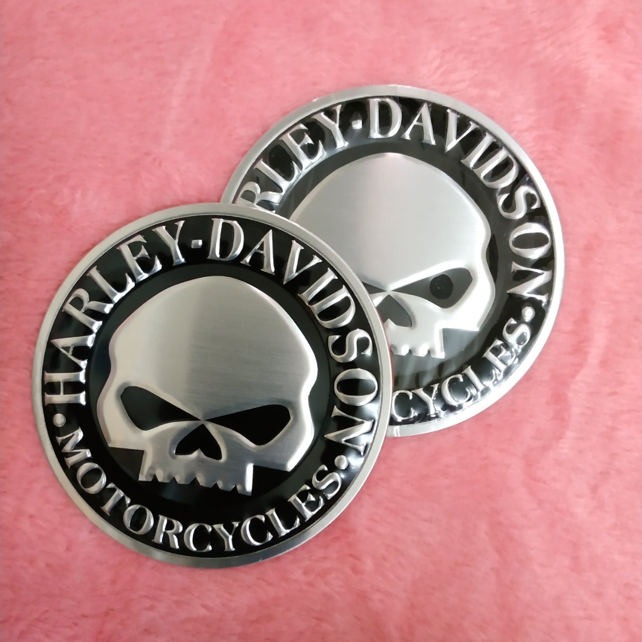 Logo Nhôm Dán Xe Harley Davidson tròn 7.5cm